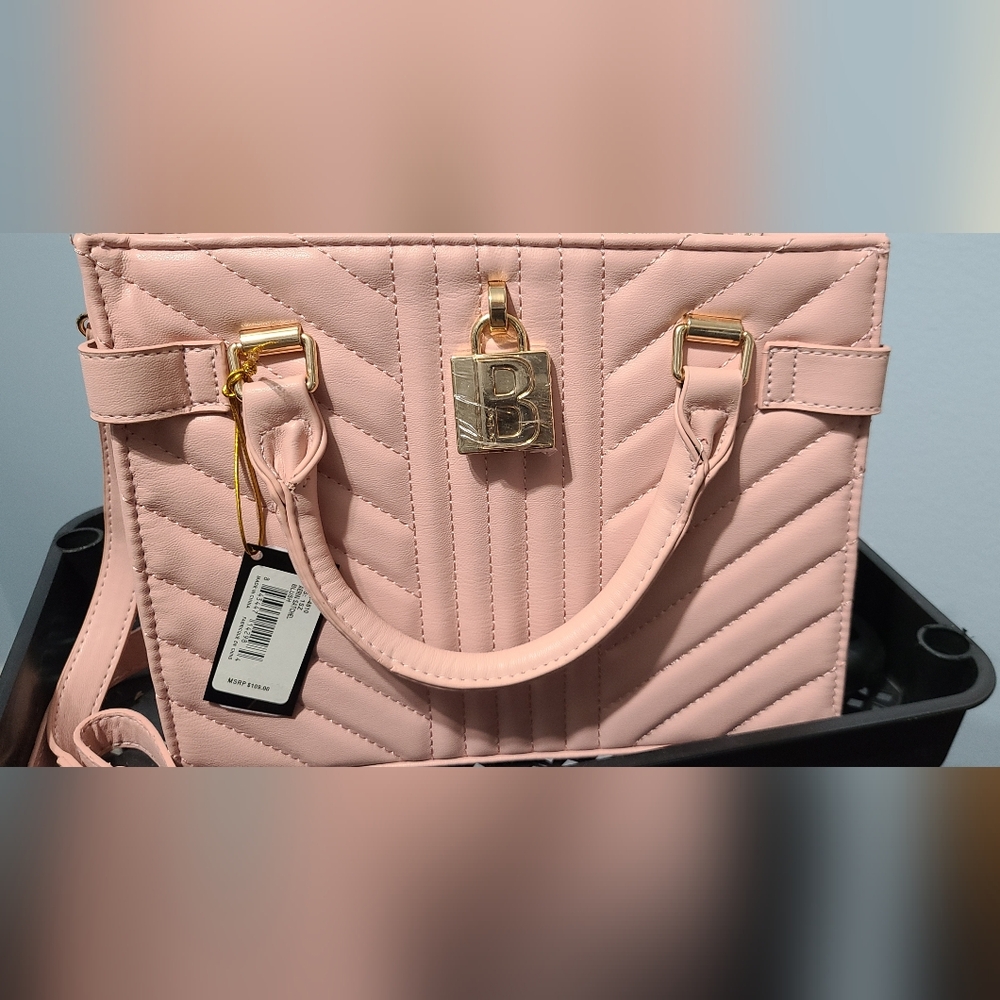 Badgley Mischka Pink Quilted Satchel